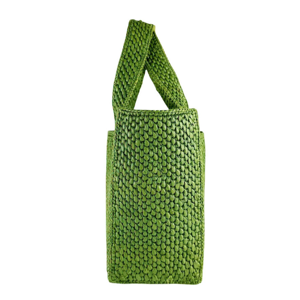 Loewe Bag Raffia Black Green 2way Font Leather Shoulder Tote Black Green